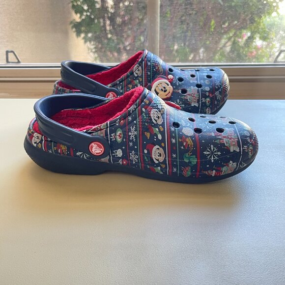 Crocs Disney Christmas 6 Shoes Mules Holiday 2020 Mickey Mouse Santa Blue Red - Picture 6 of 12